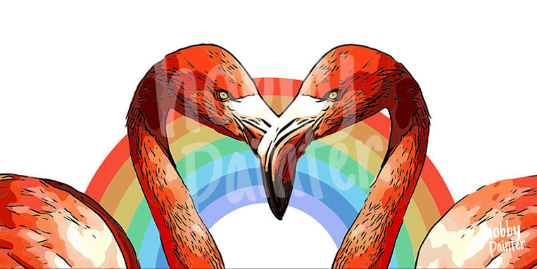Schilderen op nummer Flamingo Liefde