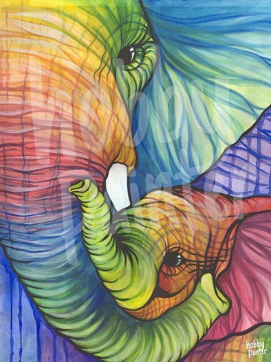 Diamond Painting Gekleurde olifant voorbeeld Hobby Painter