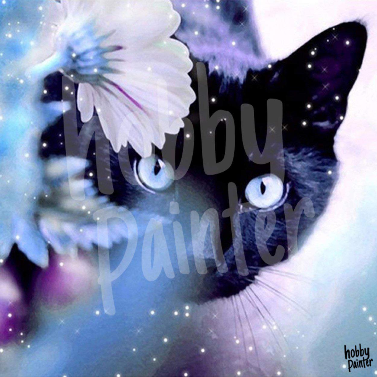 Diamond Painting Zwarte kat voorbeeld Hobby Painter